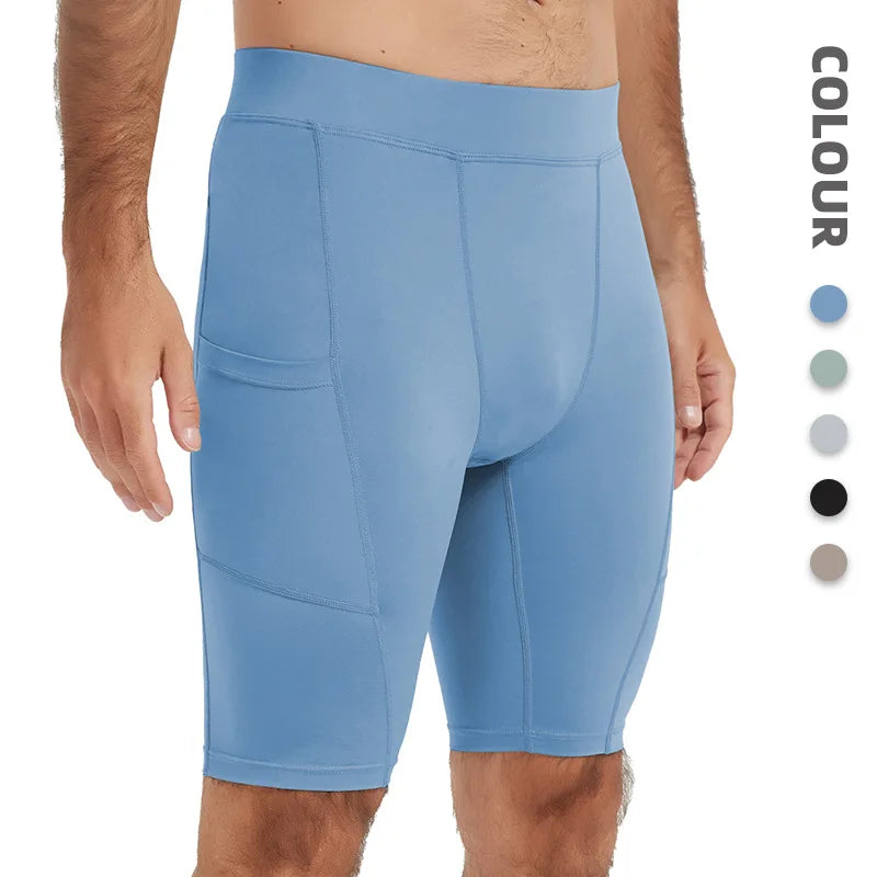 Workout Shorts 5" Quick Dry Sports Gym Shorts for Fitness Exercise Men's Compression Tight Shorts with Pocket