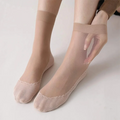 Ultrathin Crystal Mid Breathable Sock High Elastic Soft Casual Cotton Thin Solid Bottom Lace Non Slip Women Silk Socks