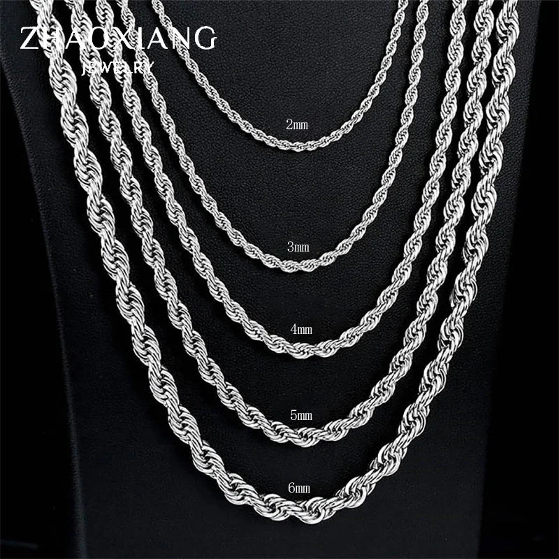 Rope Chain Necklaces Choker Women for Pendants Men Wholesale Price Stainless Steel Fashion Custom Jewelry