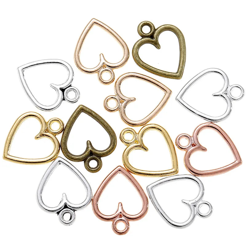 300pcs/Bag Metal Heart Charms for Jewelry Making Love Hearts Charm Pendants DIY Jewelry A117