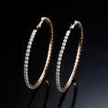 Multi Size Hip Hop Brass Silver Needle Cubic Zircon Hoop Earrings Multi Size CZ Stones Circle Hoop Earrings for Women
