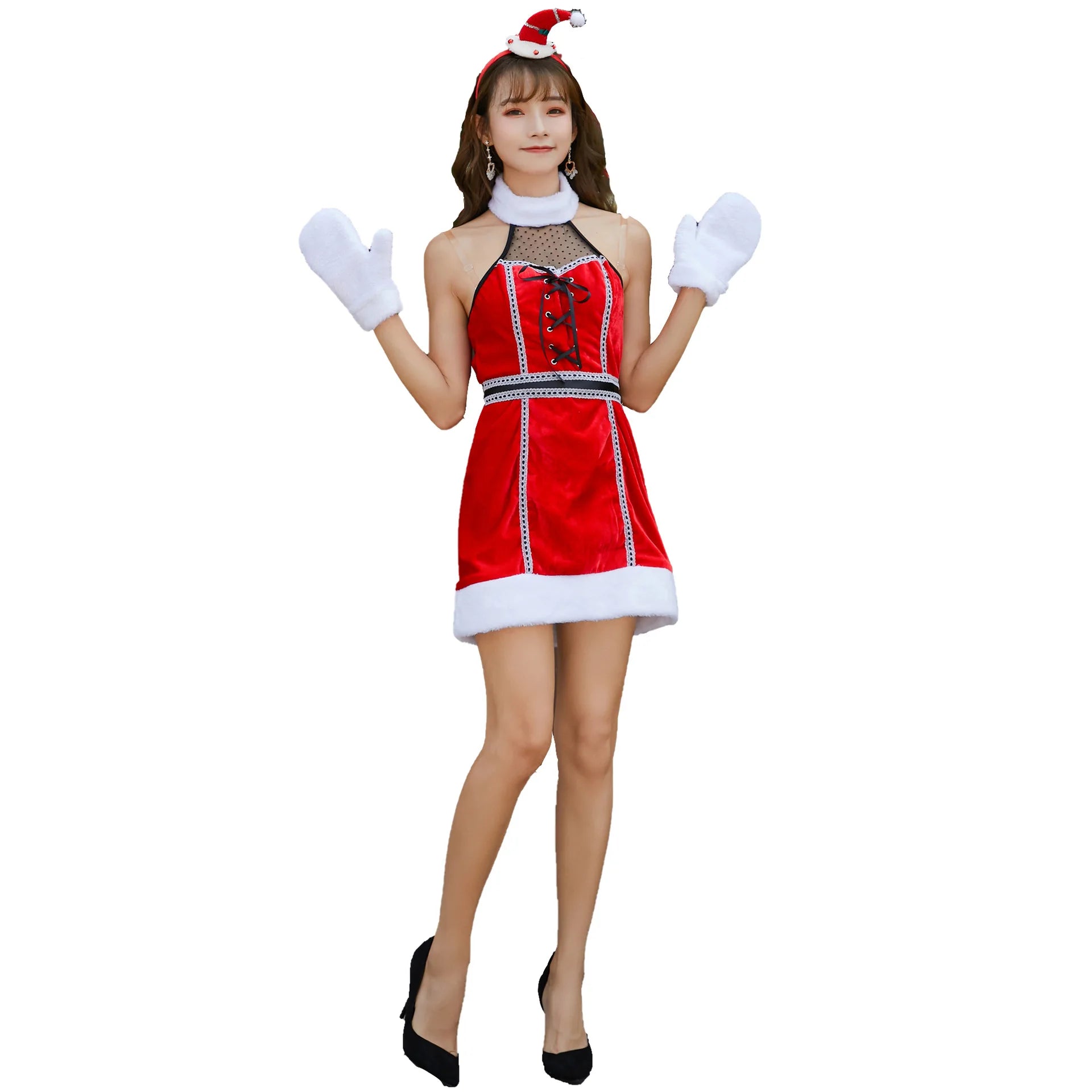 Sexy Japan Girl Christmas Costume Cosplay Santa-Claus New Year Fancy Dresses for Women Polyester Performance Etiquette