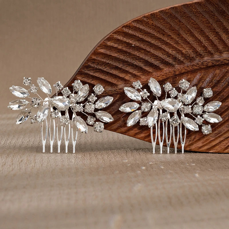 Bridal Hair Comb 2 Pieces Rhinestone Hair Comb Side Hair Comb Crystal Bridal Headpieces