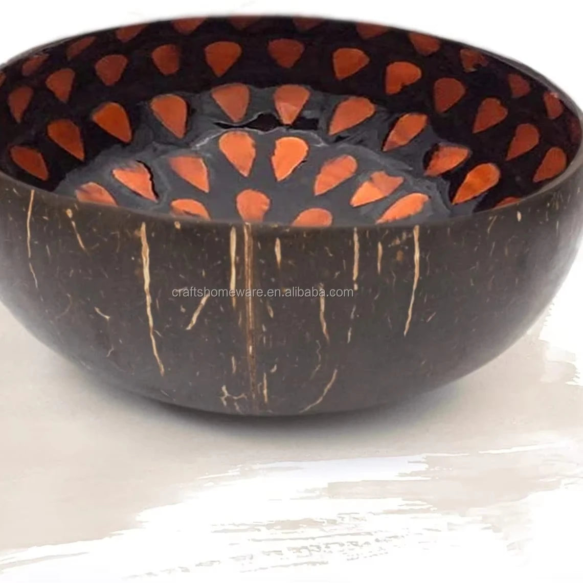 Farmhouse-Made Premium Quality Handmade Vegan Natural Reusable Lacquer Coconut Bowl for Candy Nuts Party Mother Pearl Design