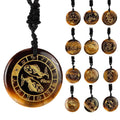 Hot Sale New Style Natural Stone Yellow tiger Eye 12 Constellations Creativity Carved Pendant Necklace Gemstone Jewelry Pendant
