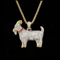 Iced Out Cubic Zirconia Hip Hop Jewelry 925 Sterling Silver Goat Pendant Charm with Black Zircon Eyes