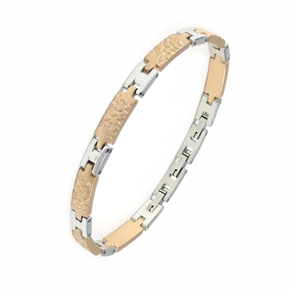 Timeless Classic Men 316 Stainless Steel Bracelet Black Engraved Pattern Gold Plated Water-Resistant Bracelet Jewelry Wholesale
