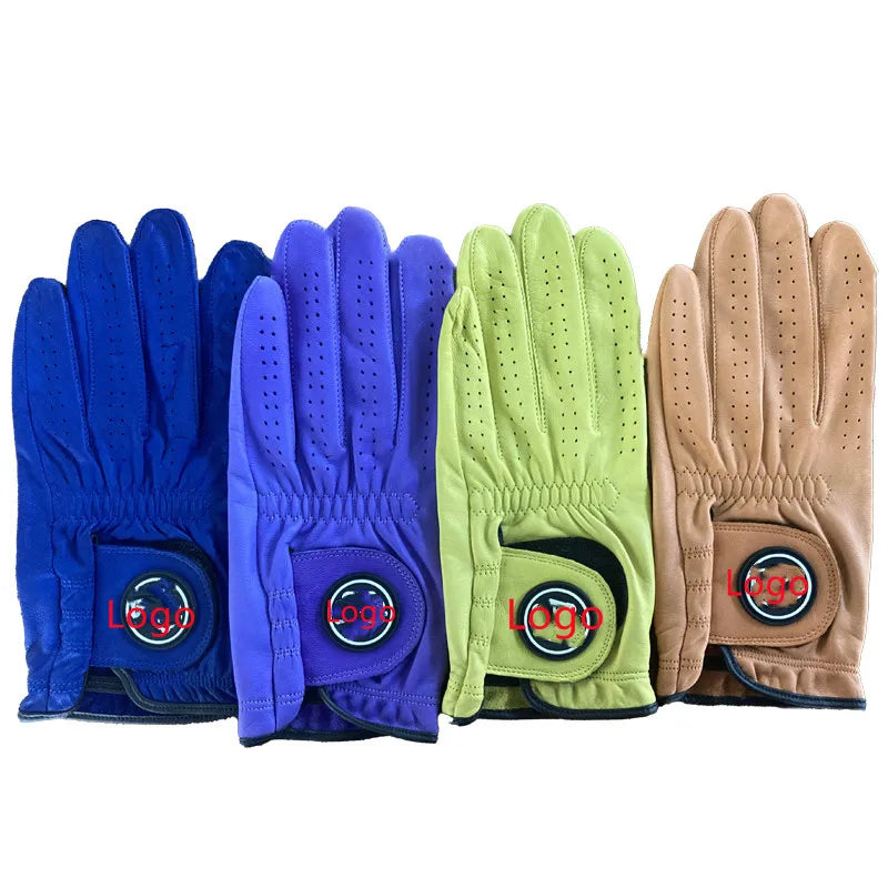 Sample Support Wholesale Customizable Right Left Hand Cabretta Sheepskin Leather Golf Gloves for Men Outdoor with Logo