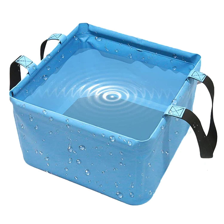 18L 500D Mesh PVC Outdoor Portable Waterproof Water Storage Wash Basin Foot Bath Fishing Picnic Collapsible Folding Bucket