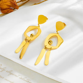 2023 New Geometric Non Tarnish 18k Pvd Gold Plated 316L Stainless Steel Tassel Drop Earrings for Women Jewelry