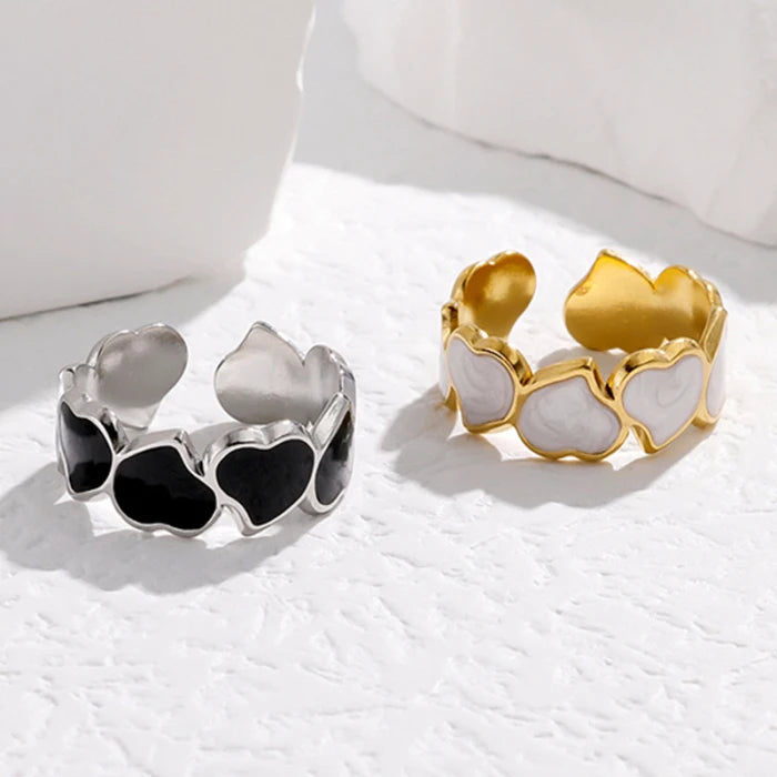 New Arrival Women's Trendy Fashion Jewelry 18K Gold Plated Resizeable Stainless Steel Forever Love Heart Finger Open Rings