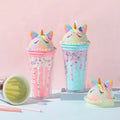 Cute Animal Pattern Custom Own Logo Girls Plastic Water Cup Dual Layer Cups With Lids and Straw