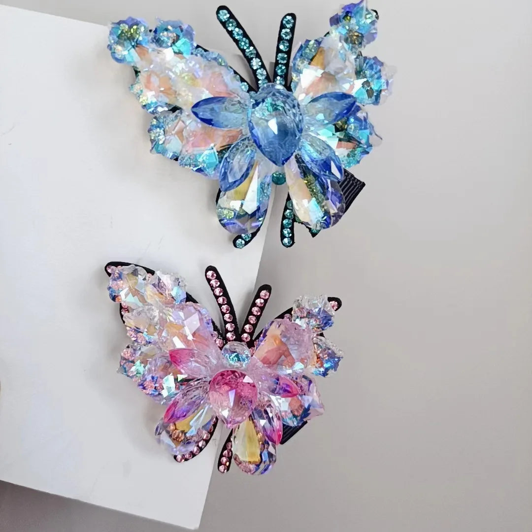 New Handmade Hair Accessories Headwear Women's Butterfly Hairpin Crystal High End Edge Clip Duck Clip