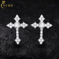 Fashion Unisex Crucifix Jewelry White Gold 925 Sterling Silver VVS Moissanite Diamond Iced Out Cross Stud Earrings for Men Women MegaBDM
