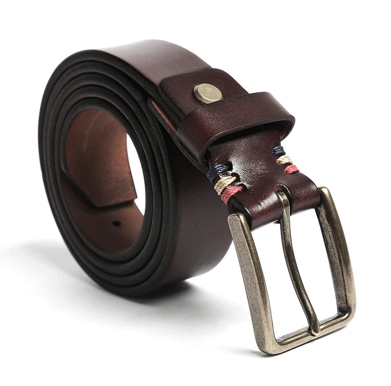 Factory Custom Logo Needle Buckle Adjustable Work Business Casual Real Cowhide Vintage Men Genuine Leather Belts