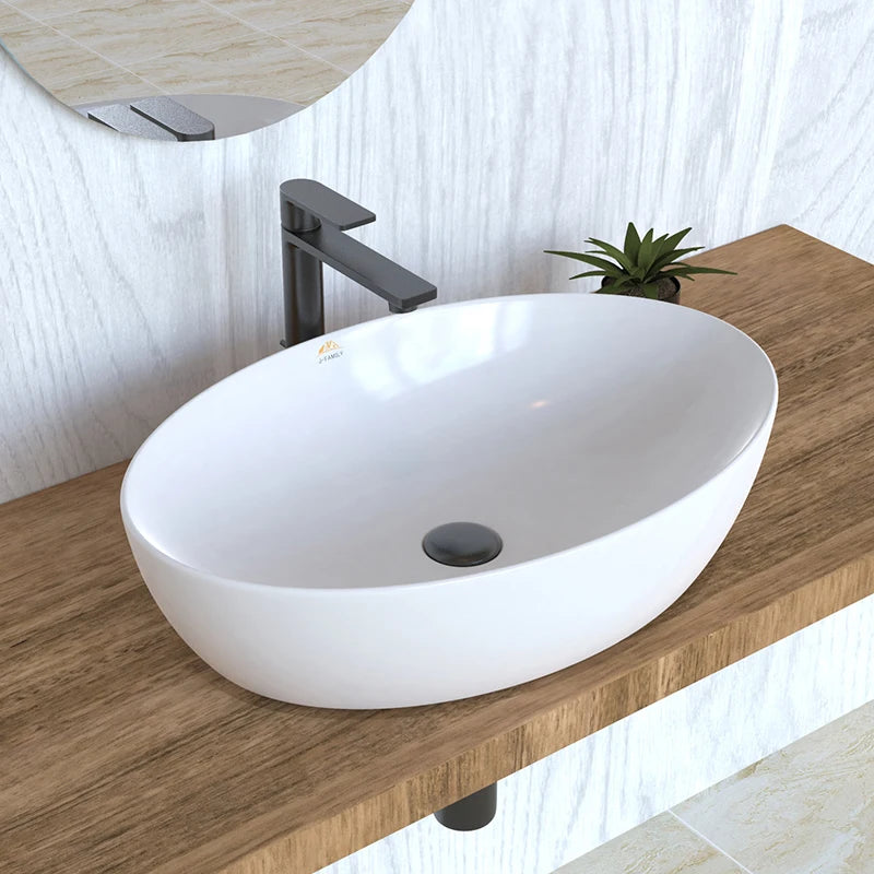 Ceramic Material Oval Shape Bathroom Vanity  Sink Hand Wash Basin for Bathroom