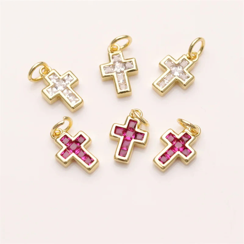 Wholesale Trendy 18K Brass Gold Plated Cross Charm Pendants for Bracelet Making Gift