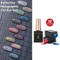 JTING Hot Popular Reflective Holographic Cat Eye Gel Polish 12 Colors Diamonds Night Glitter Graphics Cat Eye Uv Nail Gel OEM