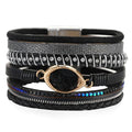 DHJ00273 Fashion Leather Bracelet Women Magnetic Buckle Leopard Leather Bracelet