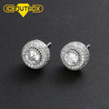 Wholesale Mens Jewelry Hip Hop Gold Plated Brass CZ Diamond Round Shape Iced Out Stud Earring for Men