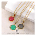 Carline Women's Trendy 18K Gold Plated Stainless Steel Necklace with Natural Stone Geometric Link Chain-Wholesale