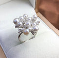 R986 3-5mm Natural Freshwater Pearl Ring Accessory 925 Sterling Silver Adjustable Size Engagement Jewelry Ring for Women