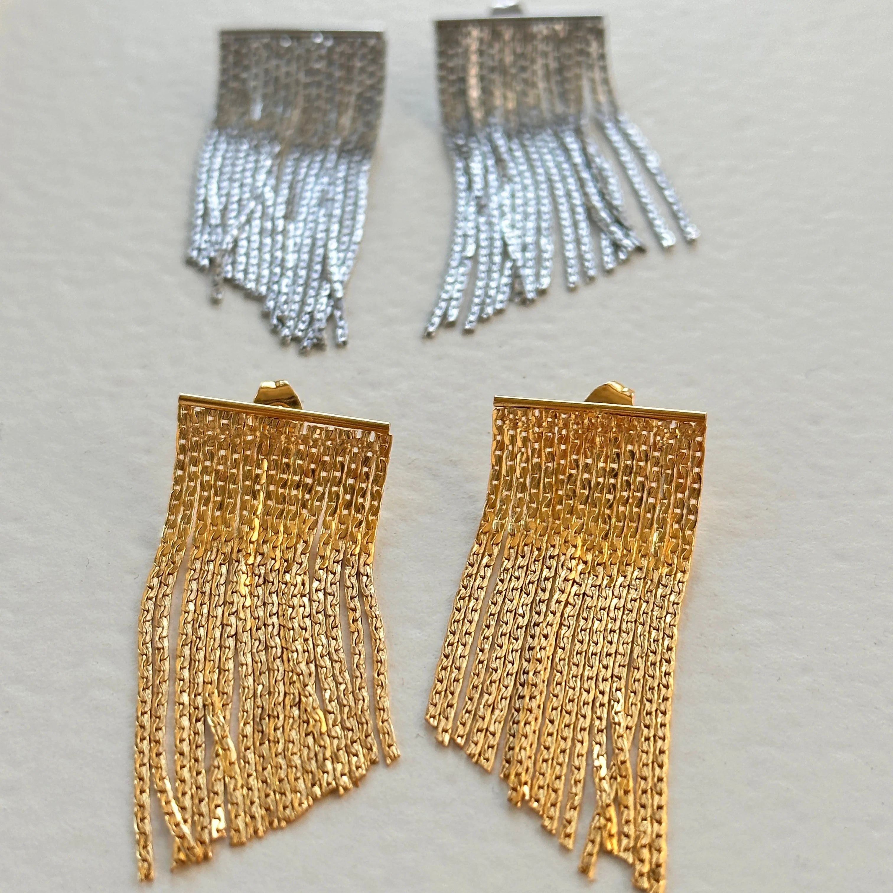 2024 Dazan 18k Gold Plated Winter Hypoallergenic Stainless Steel High Quality Vintage Chain Silver Tassel Earrings for Women