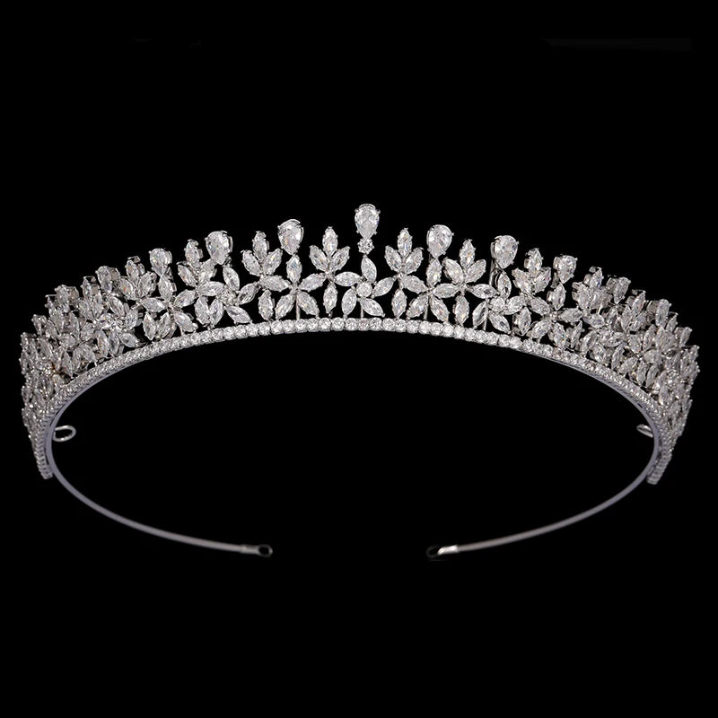 Echsio Dainty Bridal Tiaras Copper Alloy Cubic Zircon Wedding Hair Accessories Hairband Delicate Crystal Quinceanera Crowns 7056