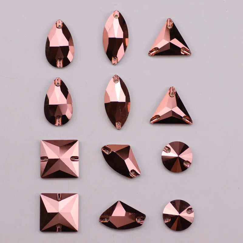 Lan Guang Multiple Shapes Crystal Sewing Glass Rhinestones Sew on Dress Stones Flat Back Crystals for Wedding Dress