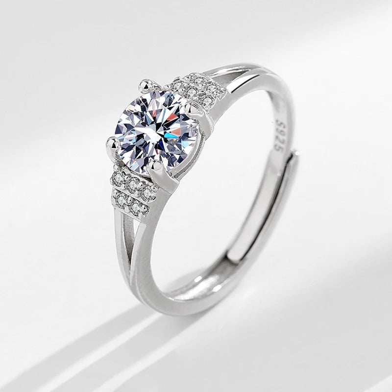 925 Sterling Silver Rhodium Plated Pave Setting Moissanite Eternity Ring for Women-Anniversary Bridal Gift