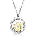 Mother 's Day Mother Zircon Round Charm Pendant Necklace Mama and Child Theme Jewelry