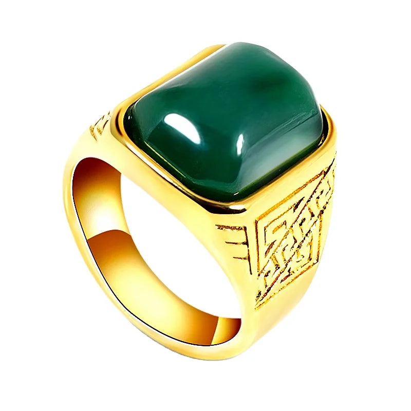 Best Factory Price Wholesale High Quality Green Gemstone Latest Gold Finger Ring Designs for Men Women