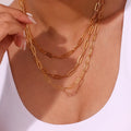 Wholesale Paper Clip Chain Necklace Bracelet Tarnish Free 18k PVD Gold Plated Stainless Steel Basic Chain Fine Jewelry