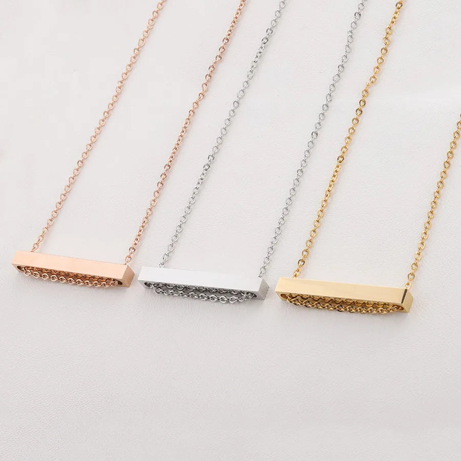 Mirror Stainless Steel Three-dimensional Rod with Lettering and Customization DIY Simple Collarbone Necklace