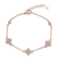 Daidan Dainty Rose Gold Cubic Zirconia Gold Plated Clover Adjustable Silver 925 Four Leaf Clover Bracelet