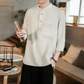 Brand Men's Linen Long-sleeved Loose Fit Digital Printed Woven Shirt Autumn Luxury High-quality