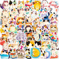 50 Pcs Cute Little Animals Cat Graffiti PVC Self Adhesive Stickers for Guitar Table Cupboard Handbag Water Bottle and Book
