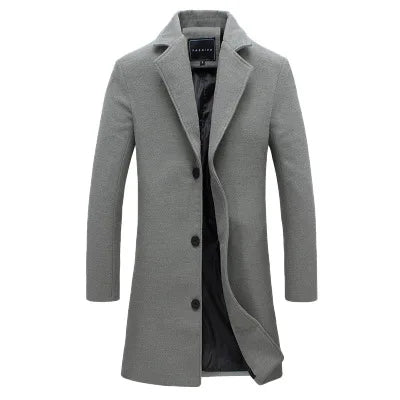New Autumn Fashion Design Long Coat Woolen Blended Plus Size Men Jacket Slim Trench Coat
