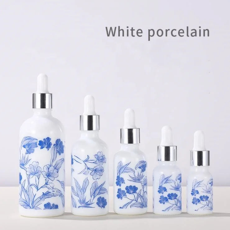 Luxury Small Porcelain Glass Dropper Bottle 10ml 15ml 30ml 50ml 100ml Capacity for Skin Care Serums Eye Drops Opal White