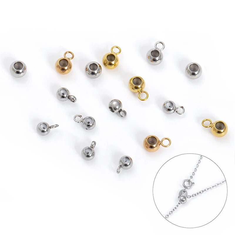 Wholesale Jewelry Accessories Findings Stainless Steel Silicon Adjustable Crimp Beads Gold Plated Beads for Jewelry Making