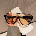 STORY Fashion Oversized Shades Champagne Lens Shield Sun Glasses One Piece Half Frame Semi-round Custom LOGO Sunglasses Women