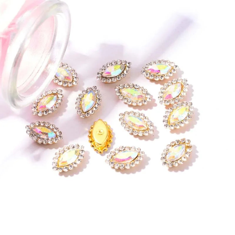 Eco-friendly Production Marquise Sunflower Double-layer Navette Flatback Acrylic Rhinestones