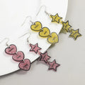 2025 Romantic Star Pink Glitter Heart Pendant New Year Jewelry Elegant Women Long Acrylic Earrings