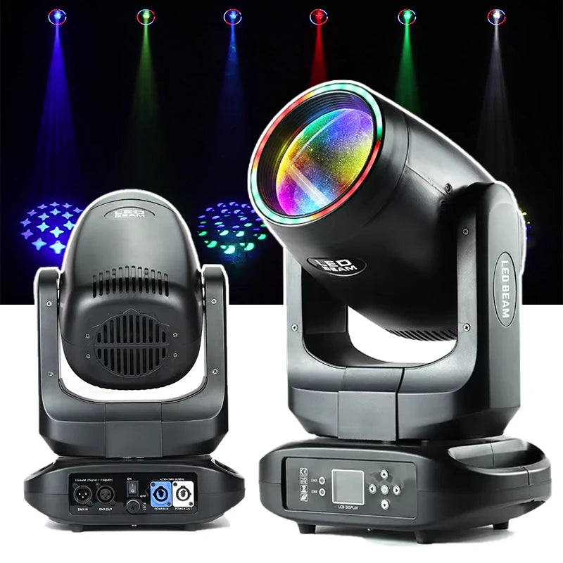 LEAHUA 200W Beam Moving Head Stage Lights with LED Strip Ring DMX DMX512 Control Mode Aluminum Lamp Body Party Wedding DJ Disco