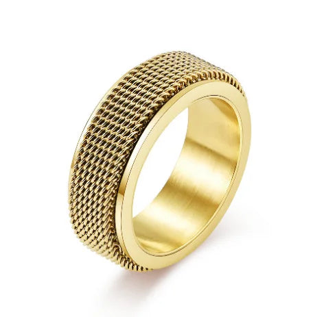 Personalized Jewelry Men Stainless Steel Mesh Spinner Rotatable Rings