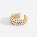Waterproof Brass Cubic Zircon Jewelry 18K Real Gold Plated Copper Full Zircon Round Opening Rings for Girl