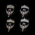 LUOXIN Crystal Tiaras Necklace Earring Set Rhinestone Bridal Crown Necklace Jewelry Sets for Bride