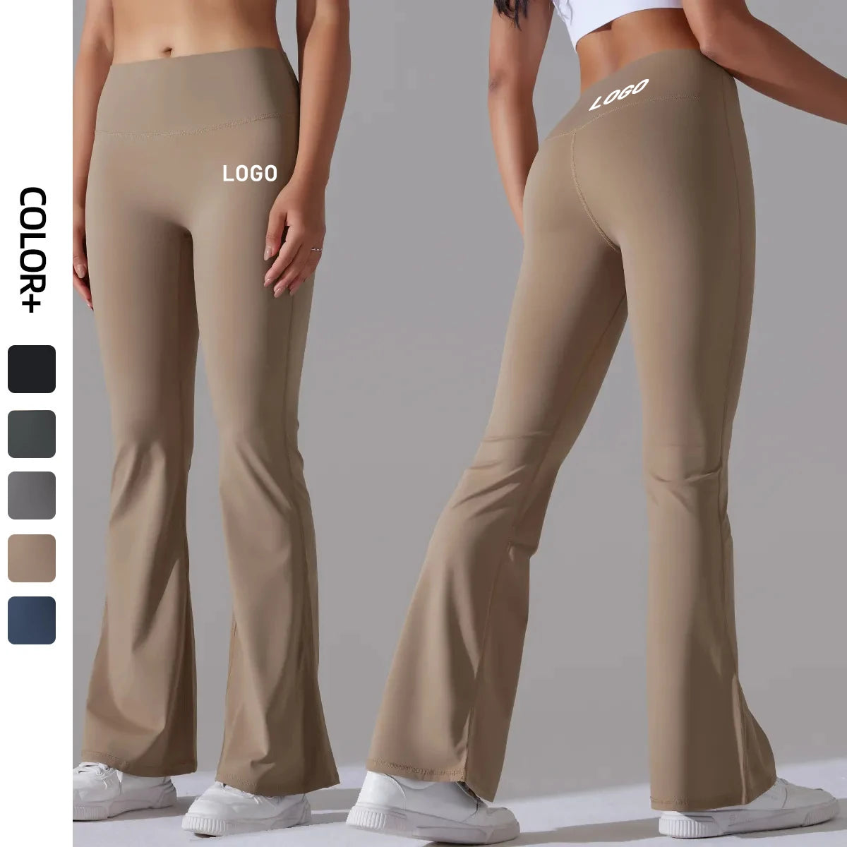 Plain High Waist Flare Legging for Women Fitness Workout Flare Yoga Pants Custom Logo