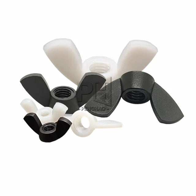 M3 M4 M5 M6 M8 M10 M12 Black White Nylon Nut Wingnut Butterfly Nut Ingot Plastic Thumb Nut