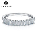 1.0ct/13pcs Emerald Cut D Color Moissanite Half Eternity Bands Ring 925 Sterling Silver Jewelry GRA Certificate